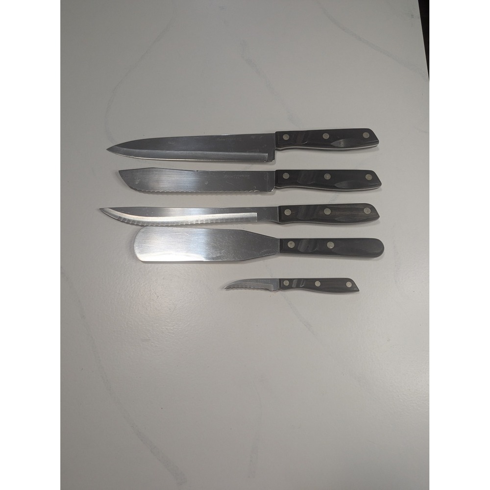 Vintage Zylco Freeze Kitchen Knife Set 5 Pc Stainless Steel USA Made Full Tang